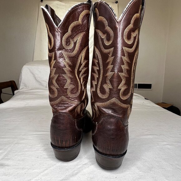JUSTIN Brown Lizard Skin Leather Cowboy Boots Mens Size 10.5 D Style 8308 - Picture 7 of 16